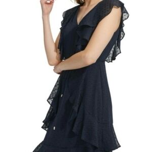 Navy Ruffle Sleeve Dress Tommy Hilfiger